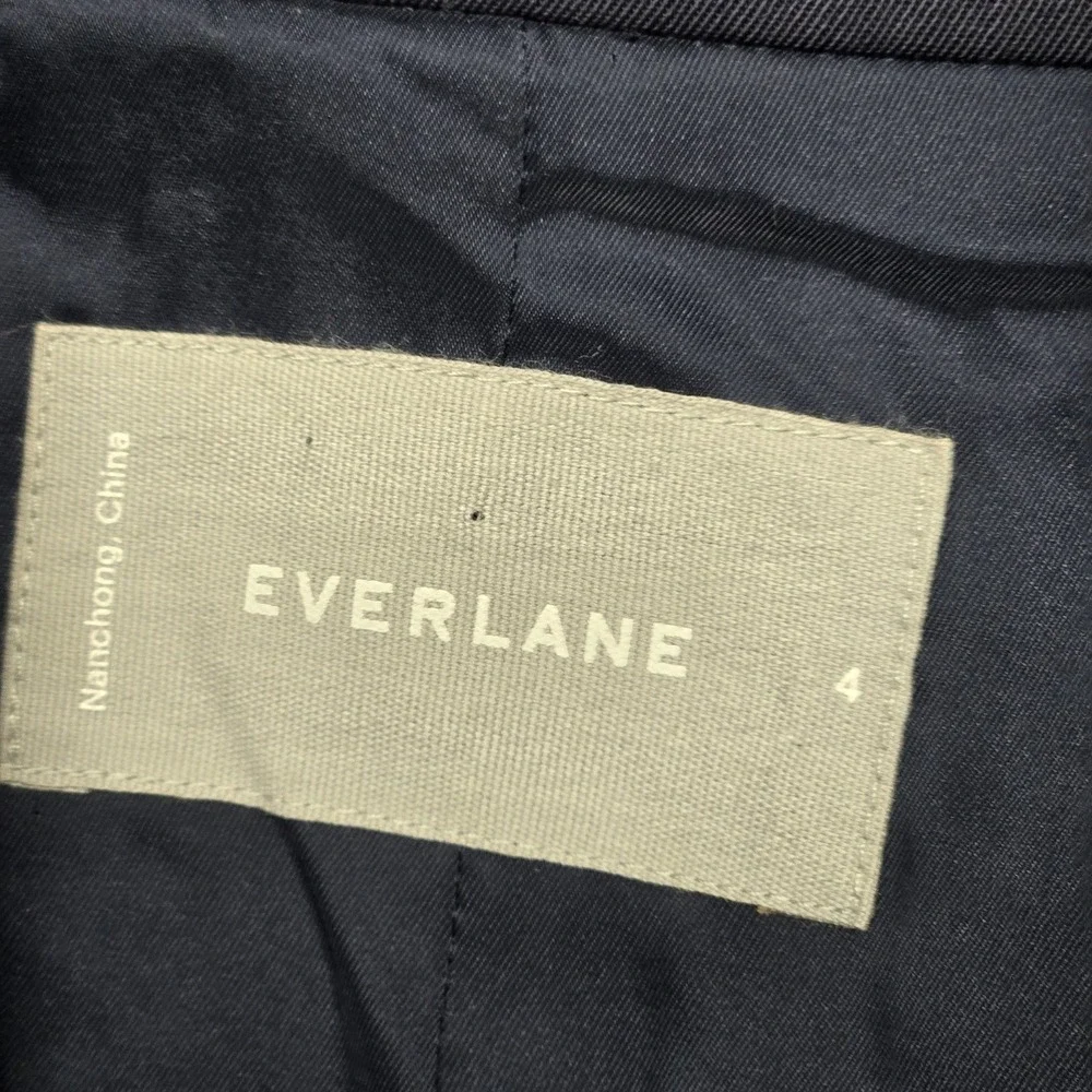 Everlane Blazer Womens 4 Blue Slim Fit‎ One Button Wool Shell Lined Jacket